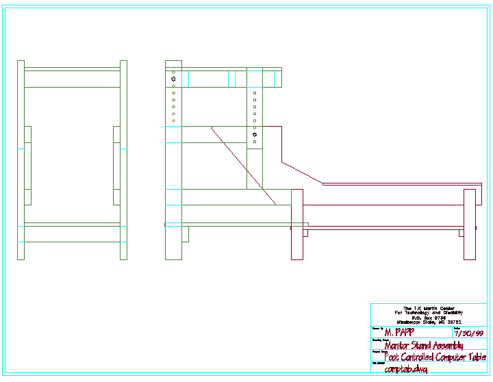 Drawing of original computer stand with new monitor stand