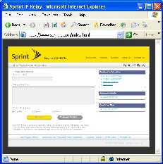 Screen shot of Sprint IP Internet Relay Website